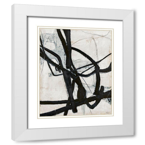 Graphical Lines 6 White Modern Wood Framed Art Print with Double Matting by Design Fabrikken