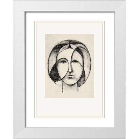 Lady Lay White Modern Wood Framed Art Print with Double Matting by Design Fabrikken