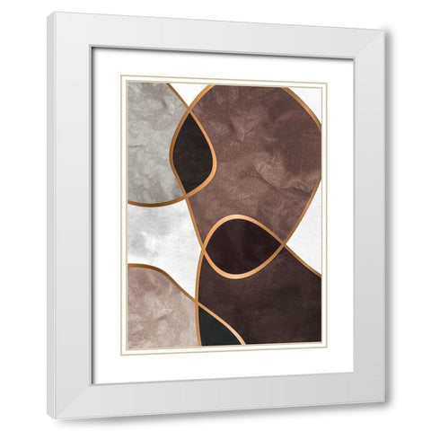 Velvet Shapes 3 White Modern Wood Framed Art Print with Double Matting by Design Fabrikken