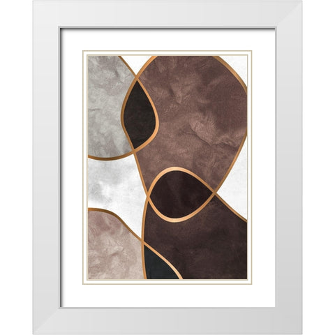 Velvet Shapes 3 White Modern Wood Framed Art Print with Double Matting by Design Fabrikken