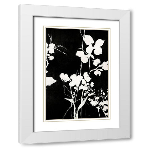 Silhouette Leaves 1 White Modern Wood Framed Art Print with Double Matting by Design Fabrikken