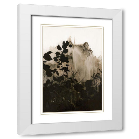 Silhouette Leaves 2 White Modern Wood Framed Art Print with Double Matting by Design Fabrikken