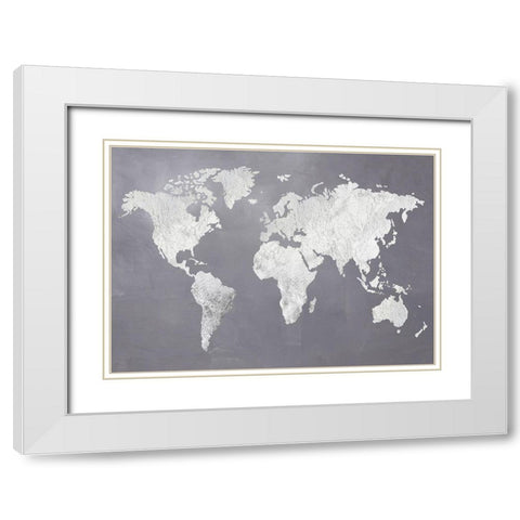 Silver World White Modern Wood Framed Art Print with Double Matting by Design Fabrikken