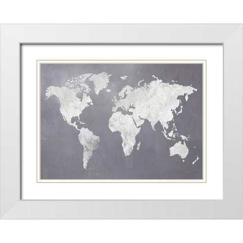 Silver World White Modern Wood Framed Art Print with Double Matting by Design Fabrikken