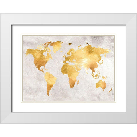 Gold World White Modern Wood Framed Art Print with Double Matting by Design Fabrikken