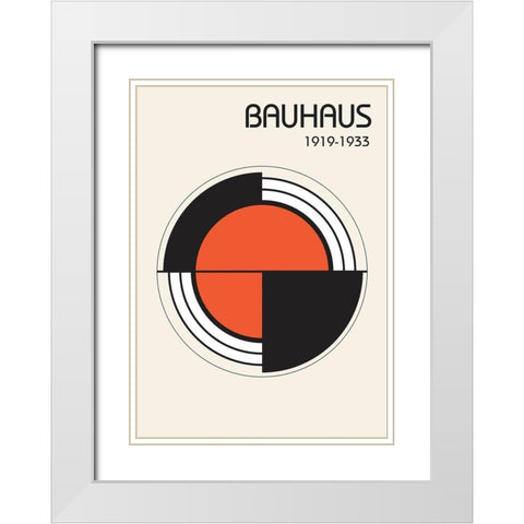 Bauhaus 1 White Modern Wood Framed Art Print with Double Matting by Design Fabrikken