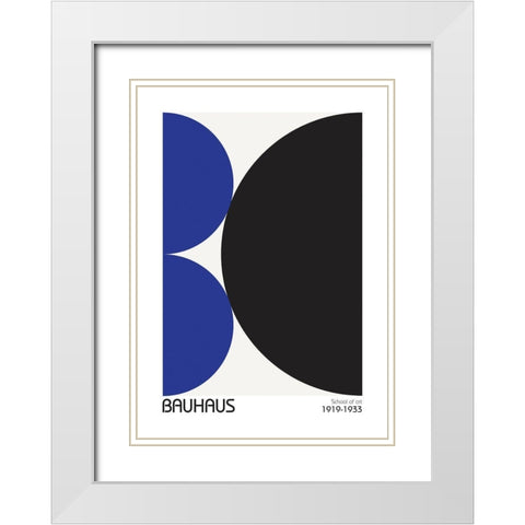 Bauhaus 3 White Modern Wood Framed Art Print with Double Matting by Design Fabrikken
