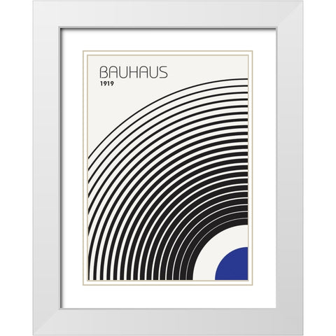 Bauhaus 4 White Modern Wood Framed Art Print with Double Matting by Design Fabrikken