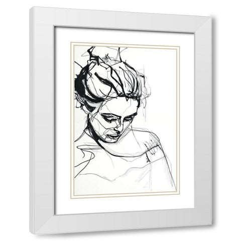 Silhouette 1 White Modern Wood Framed Art Print with Double Matting by Design Fabrikken