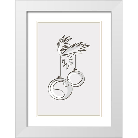 Merry Christmas 3 White Modern Wood Framed Art Print with Double Matting by Design Fabrikken