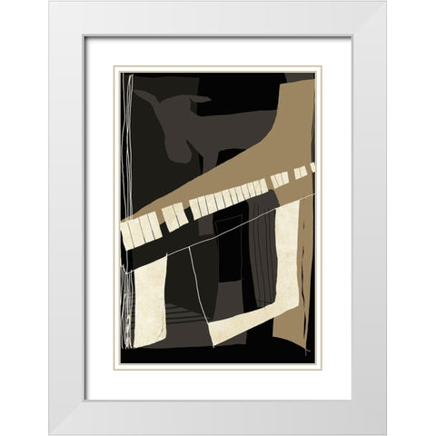 Goat Plays The Piano White Modern Wood Framed Art Print with Double Matting by Design Fabrikken