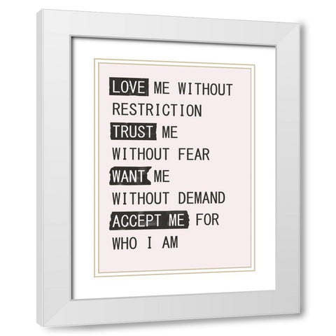 Love Me 1 White Modern Wood Framed Art Print with Double Matting by Design Fabrikken