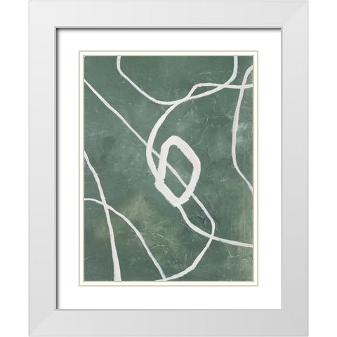 Green Grafica White Modern Wood Framed Art Print with Double Matting by Design Fabrikken