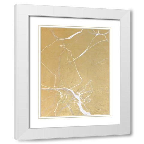 Gold Marble White Modern Wood Framed Art Print with Double Matting by Design Fabrikken