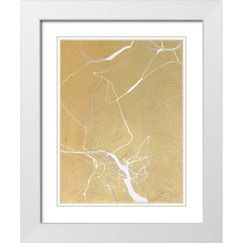Gold Marble White Modern Wood Framed Art Print with Double Matting by Design Fabrikken