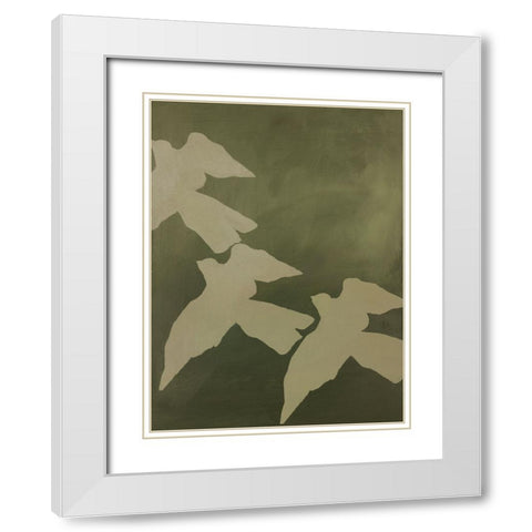 Migration White Modern Wood Framed Art Print with Double Matting by Design Fabrikken