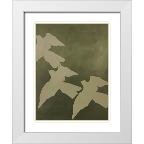 Migration White Modern Wood Framed Art Print with Double Matting by Design Fabrikken