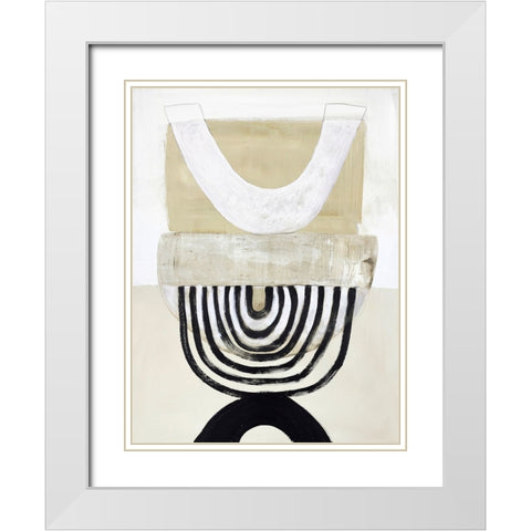 Retro Revival White Modern Wood Framed Art Print with Double Matting by Design Fabrikken
