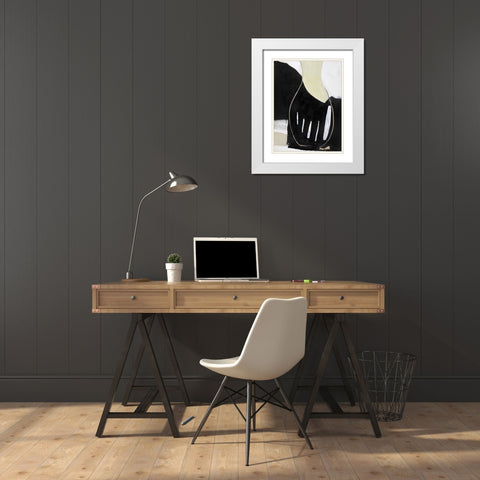 Soft Fabrics White Modern Wood Framed Art Print with Double Matting by Design Fabrikken