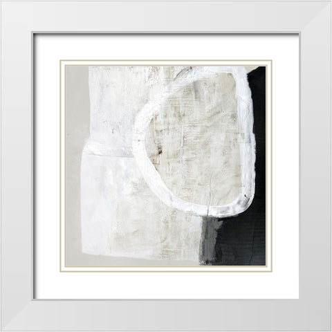 White Stone White Modern Wood Framed Art Print with Double Matting by Design Fabrikken