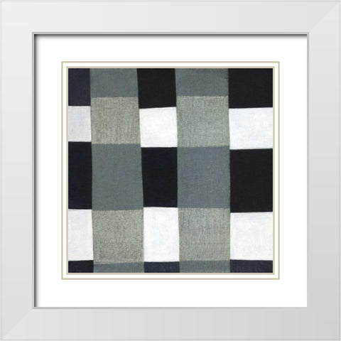Gray Plaid 1 White Modern Wood Framed Art Print with Double Matting by Nugent, Laura