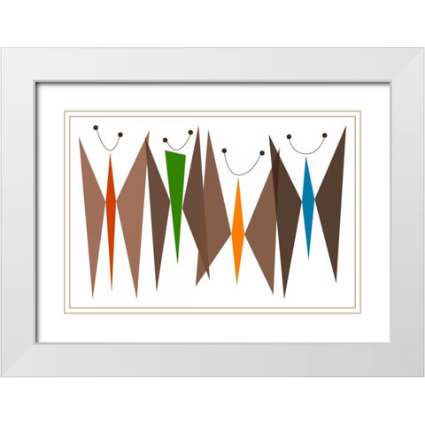 Butterflies - Browns White Modern Wood Framed Art Print with Double Matting by Newton, Tonya