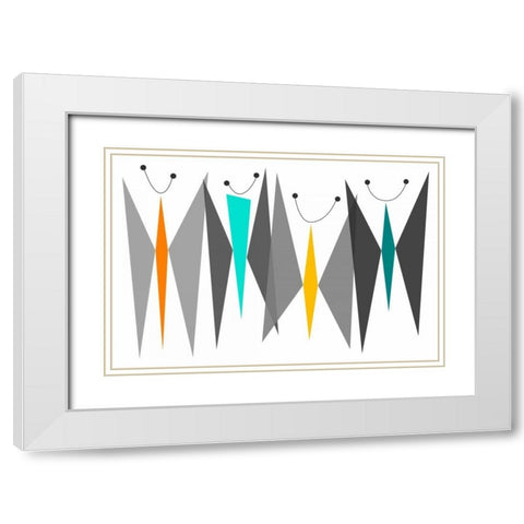 Butterflies - Grays White Modern Wood Framed Art Print with Double Matting by Newton, Tonya