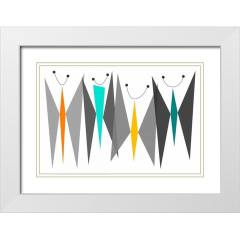 Butterflies - Grays White Modern Wood Framed Art Print with Double Matting by Newton, Tonya