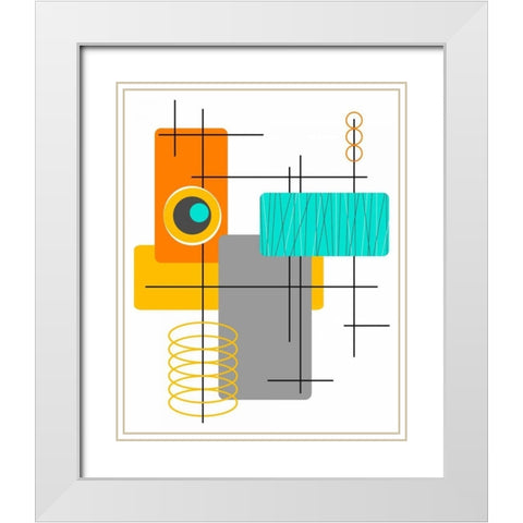 Modop in Orange White Modern Wood Framed Art Print with Double Matting by Newton, Tonya