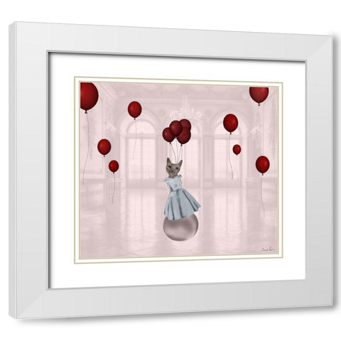 Ball with Balloons White Modern Wood Framed Art Print with Double Matting by Nocito, Daniela