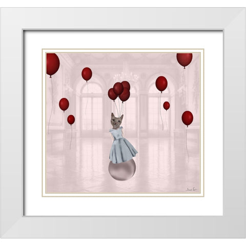 Ball with Balloons White Modern Wood Framed Art Print with Double Matting by Nocito, Daniela
