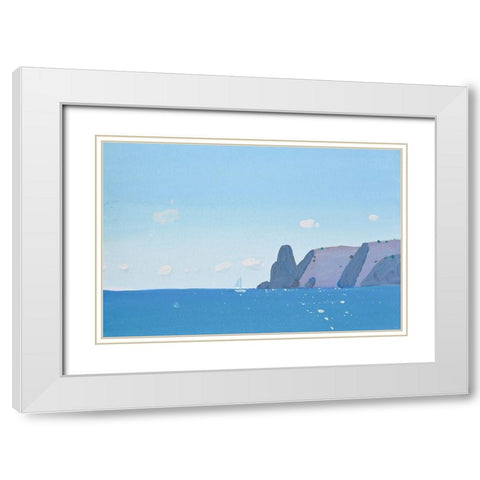 Blue Fiolent White Modern Wood Framed Art Print with Double Matting by Nekraha, Igor