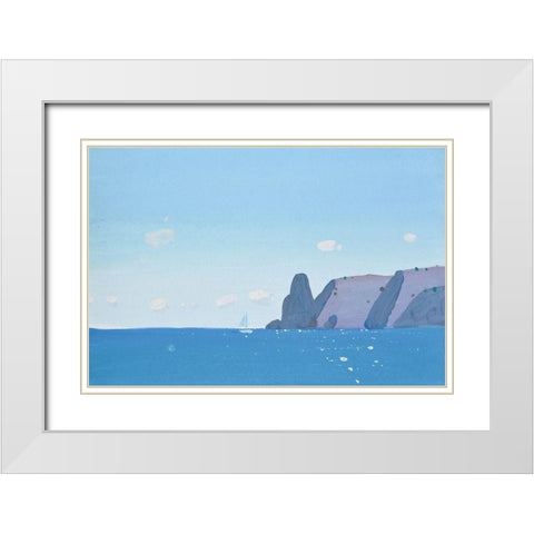 Blue Fiolent White Modern Wood Framed Art Print with Double Matting by Nekraha, Igor