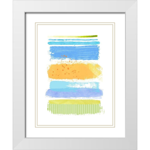 Beach Stripes No. 1 White Modern Wood Framed Art Print with Double Matting by Nicoll, Suzanne