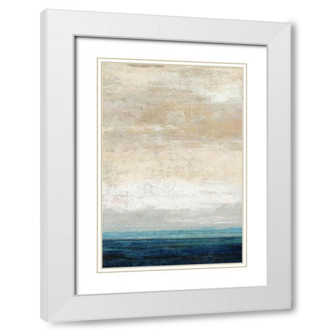 Blue Bands White Modern Wood Framed Art Print with Double Matting by Nicoll, Suzanne