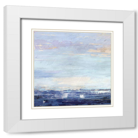 Blue Wave No. 1 White Modern Wood Framed Art Print with Double Matting by Nicoll, Suzanne