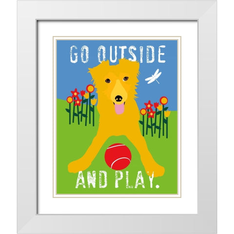 Go Outside and Play White Modern Wood Framed Art Print with Double Matting by Oliphant, Ginger
