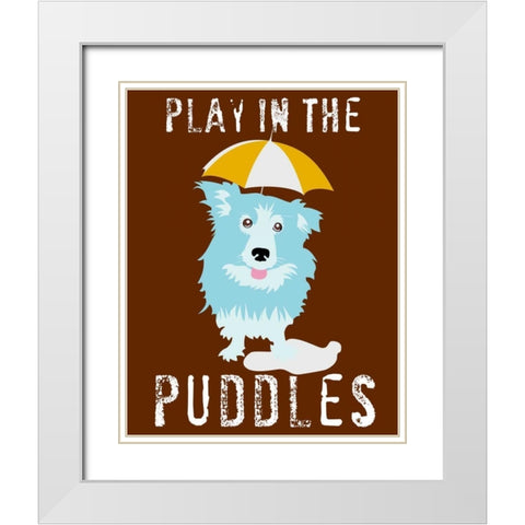 Play in the Puddles White Modern Wood Framed Art Print with Double Matting by Oliphant, Ginger
