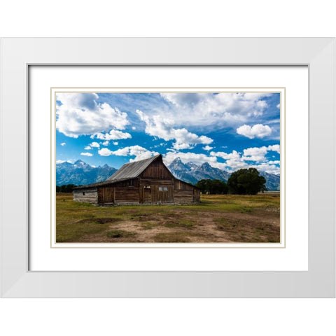 Grand Teton Barn I White Modern Wood Framed Art Print with Double Matting by Oldford, Tim