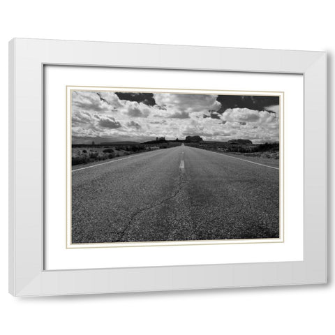 Monument Valley Road White Modern Wood Framed Art Print with Double Matting by Oldford, Tim