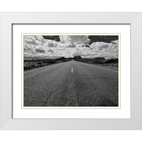 Monument Valley Road White Modern Wood Framed Art Print with Double Matting by Oldford, Tim