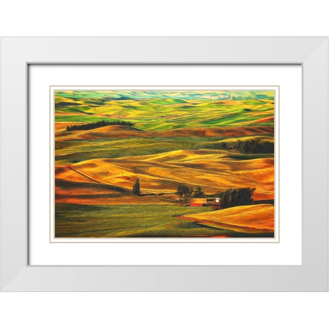 Palouse #22 White Modern Wood Framed Art Print with Double Matting by ODell, Dale