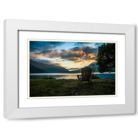 Crescent Lake Chair White Modern Wood Framed Art Print with Double Matting by Oldford, Tim