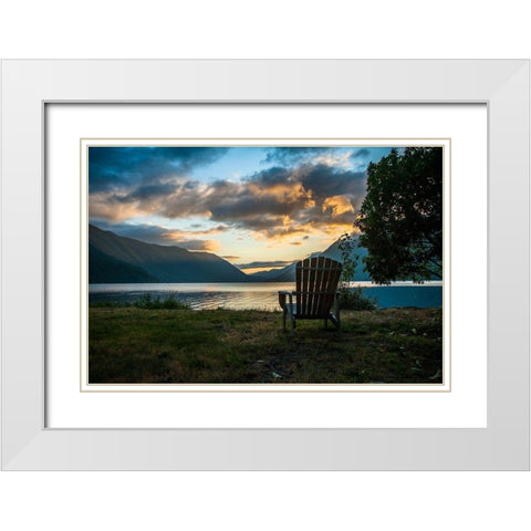 Crescent Lake Chair White Modern Wood Framed Art Print with Double Matting by Oldford, Tim