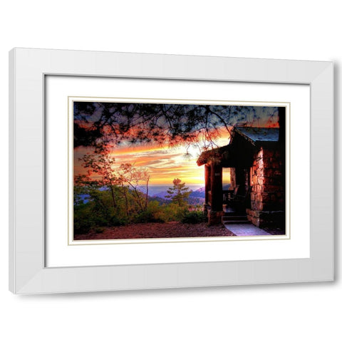 Grand Canyon Cabin White Modern Wood Framed Art Print with Double Matting by Oldford, Tim