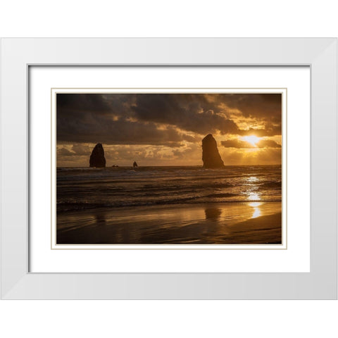 Monolith Sunset White Modern Wood Framed Art Print with Double Matting by Oldford, Tim