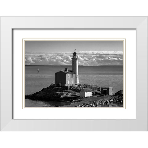 Fisgard Lighthouse White Modern Wood Framed Art Print with Double Matting by Oldford, Tim