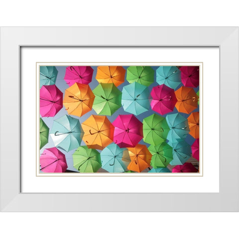 Portugal Umbrella 1 White Modern Wood Framed Art Print with Double Matting by Okula, Carina