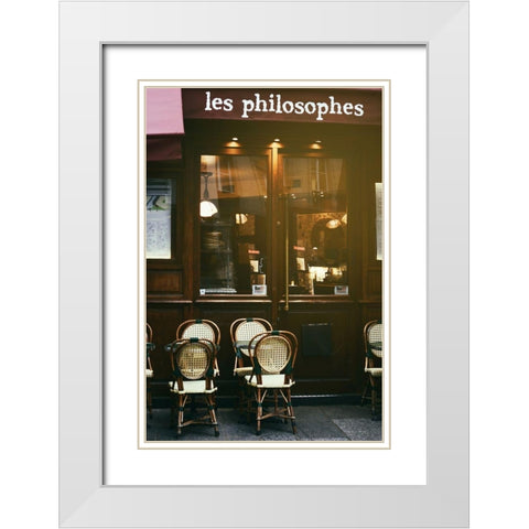 Les Philosophes Cafe Paris White Modern Wood Framed Art Print with Double Matting by Okula, Carina