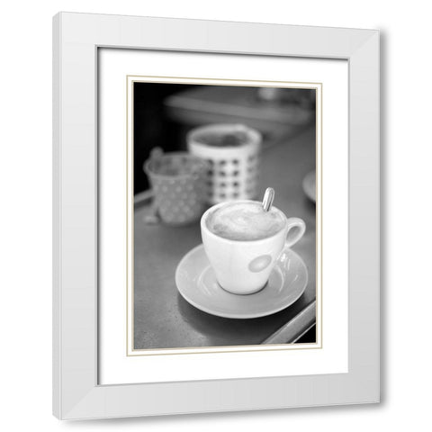 Paris Cafe No. 23 White Modern Wood Framed Art Print with Double Matting by Okula, Carina